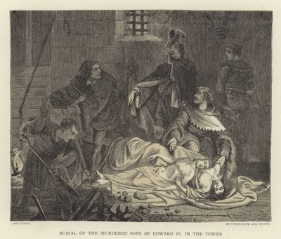 Begrafenis van de vermoorde zonen van Edward IV in de toren door John Cross